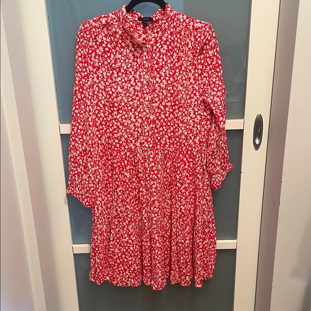 J. Crew Red and White Floral Dress with Pockets, M